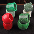 YL Jade Wrench Antique Dry Green Cui Medicine King Stone Black Needle Stone Chinese Tea Set Cover Set Straight Tube Drum