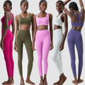 Wholesale Women Wave Edge Shockproof Cross Back Bra Butt Lift Tight Leggings Running Fitness Sports Two Pieces Set