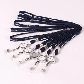 Polyester Retractable Badge Reel Lanyards with Silk Screen & Offset Printing for Teaching and Travel