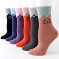 Girls Fancy Funny Cute Cat Animal Sock for Women Girls Fuzzy With Floral Wool Socks With Letter Calcetines