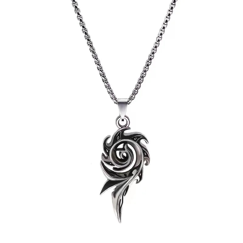 Personalized Stainless Steel Phoenix Flame Pendant Hip Hop Punk Style Trendy Link Chain Necklace for Men and Women