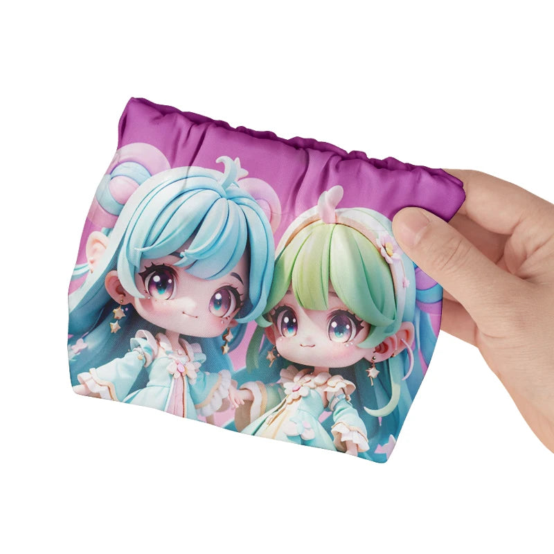 Premium Shrapnel Bag Custom Anime Art Graphic Printed Squeeze to Open Coin Purse High Definition Printing Mini Pouch