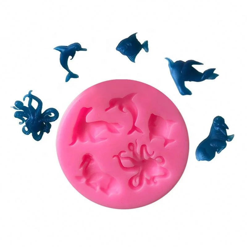 Hengya Silicone Chocolate Mold with Sea Animal Shape. Silicone Sugar Lace Mold 3D Fondant Mermaid Tail Silicone Mold