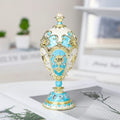 SHINNYGIFTS Crystal Wedding Christmas Faberge Egg Floral Pattern Enameled Pewter Alloy Magnetic Closure Embossed Printing