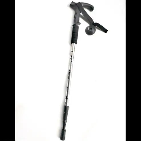 Silver Color T-Handle Aluminum Alloy Three-section Shock-absorbingtrekking Pole Outdoor Camping Walking Stick Hiking Supplies