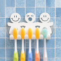 HelloWorld Bathroom Suction 5 Position Toothbrush Holder Rack Wall Mount Funny Smiling Face Toothbrush Stand Organizer