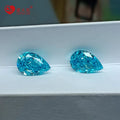 4K Pear Shape Crushed Ice Flower Cut Cz Stone Blue Color Synthetic Gemstones Cubic Zirconia