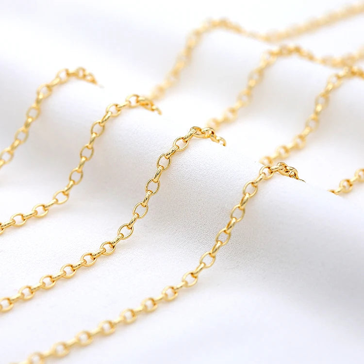 Factory Wholesale 14K Gold Plated Chain Roll Round Link Chain for Jewelry Making