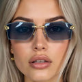 DOISYER Custom Logo Rimless Leopard Head Polygonal UV400 Shades Fashionable Sun Glasses for Women Men Trendy Designer Product