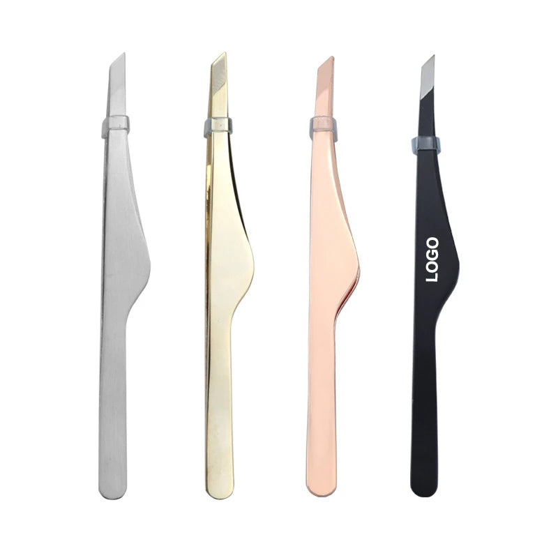 Wholesale Custom logo Stainless Steel Eyelash Extension Tweezers Colorful Eyebrow Shape Tweezers