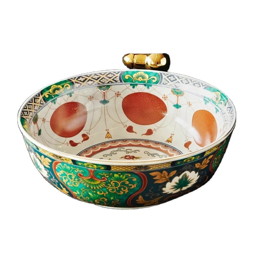 Modern Design Luxury Round Ceramic Washroom Basin with Table Top Mount and 3-Year Warranty