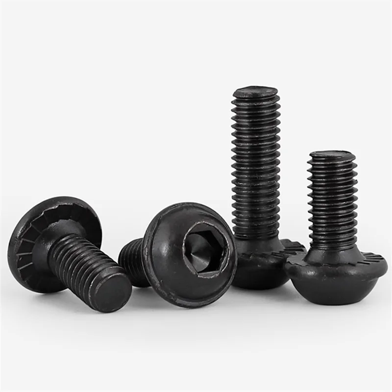 1/4-20 Pan Head Adjustable Screw for Office Chair Black Hexagon Socket Flange Head Cap Bolt With Serrated Collar