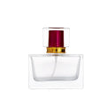 Wholesale 30ml Square Glass Perfume Bottle with Color Cap Empty Pump Sprayer for Cosmetic Sample Packaging