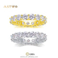 925 Sterling Silver Jewelry 4mm 925 Silver 18k Gold Plated Moissanite Engagement Ring Moissanite Eternity Ring
