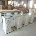 Foshan Factory New Product North European Design Modern Style Marble Top Manicure Table With Leather and Drawers