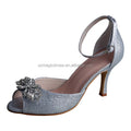 Custom Silver Glitter Women Shoes Sandals Ladies 8CM