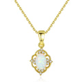 Wholesale 925 Sterling Silver 18k Gold Plated Oval Shape Natural Opal Pendant Necklace for Women