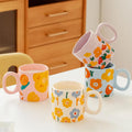 New Style Simple Personality Flower Ceramic Cup Christmas Gift Flower Cartoon Pattern Water Coffee Mug