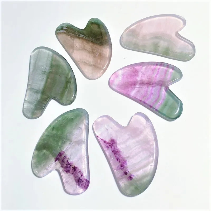 Huiying Beauty Fluorite Facial Gua Sha Tool for Beautiful Skin Heart Scraping Facial Guastone