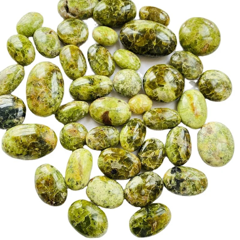 Wholesale Natural Green Opal Palm Stone Crystal Quartz Oval Stone