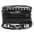 New Fashion Punk Rivet Leather Bracelets Set 4 Piece Men's & Women's Charm Jewelry Accessories