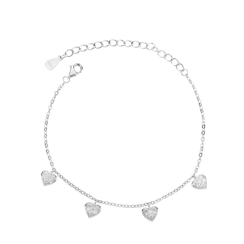 Wholesale 925 Sterling Silver Rhodium Plated Zircon Charm Bracelet for Women-Gift Jewelry