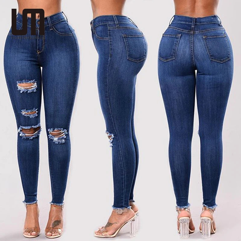 OEM Service Hot Sale Women Casual High Waist Stretch Jeans Slim Pencil Skinny Denim Pants
