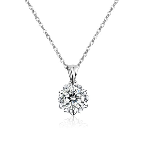 0.5-5 CT VVS D Moissanite Diamond Pendant on 925 Sterling Silver Link Chain Necklace Trendy Snowflake Shape Wedding Gift