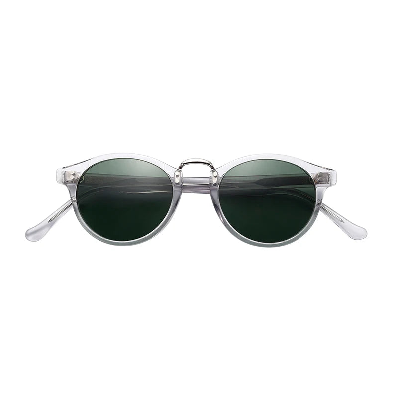 Trendy Ladies Retro Sunglasses with Polarized Tac Lenses White and Transparent Acetate Frames Sonnenbrille Cellulose Style