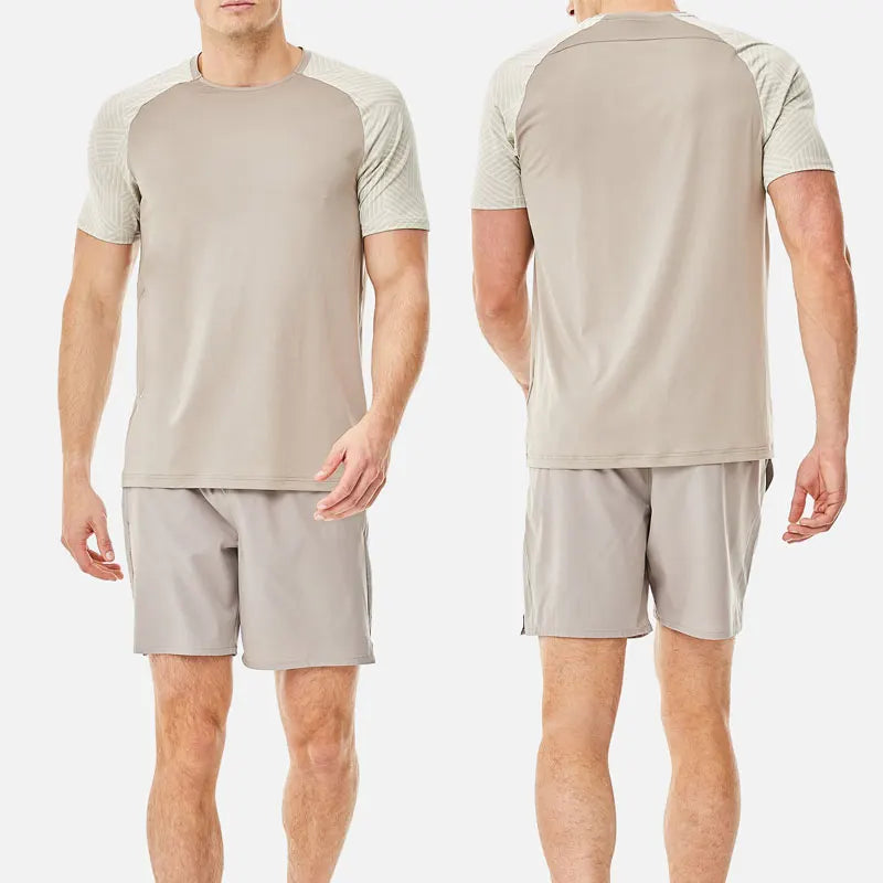 New Arrival 100% Polyester Sublimation Design t Shirt and Woven Four-way Stretch Shorts with Mesh Pocket Twinset