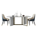 Wholesale Luxury Modern Rectangular Sintered Stone Dining Table Set 6 Seater Gold Stainless Steel Top Grade Home Furniture