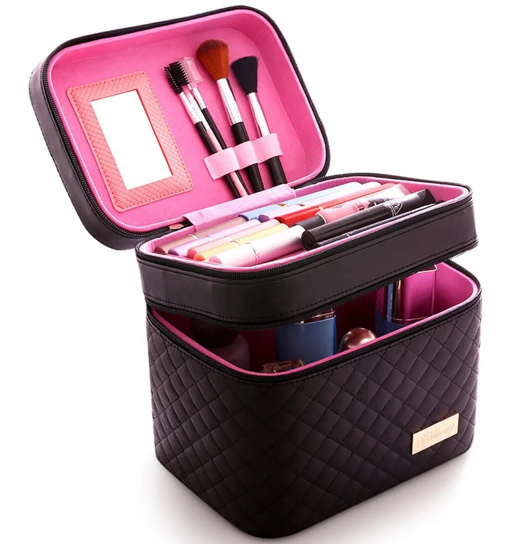 2026 Women Large Capacity Makeup Organizer Fashion Toiletry Cosmetic Bag Multilayer Storage Box Portable Pretty Suitcase