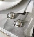 E2225 7-8mm DIY Natural Freshwater Pearl Charm Earrings Mounting Accessory 925 Sterling Silver Gold Plated  Jewelry for Women