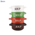 Hot Sale 5'' Color Glazed Stoneware Soup Bowl Printed Ceramic Ramen Bowl with Double Handle