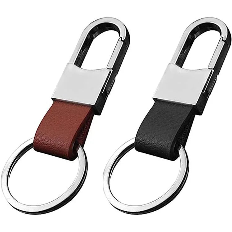 Hot Sale Custom Logo Metal Zinc Alloy Leather Keychain Promotion Gift Keyring VIP Client Genuine Leather Key Chain
