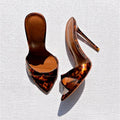 Stylish 12cm High Heeled Pumps Large Size Peep Toe Summer Slippers Women Thin High Heel Metallic Sandals Shoes Mules Femme New