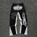High Street Block Color Men's Flared Sweatpants Drawstring Mid-Waist Custom DTG Printing Sweatpants