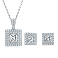 Fashion Jewelry Set Moissanite Pendant Necklace 925 Sterling Silver Personalized Princess Cut Moissanite Earrings for Women