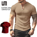 Clearance Sales Summer Men's V-Neck T-Shirts Solid Color Short Sleeve Casual Streetwear Tee Tops Breathable Wholesale