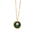Vintage Stainless Steel Jewelry Disc Enamel Flower Charm Necklace for Women