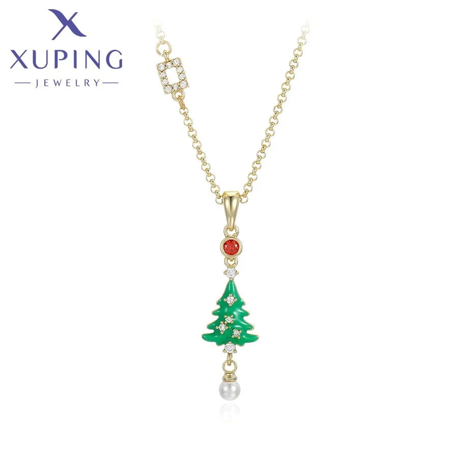 X000966096 XUPING Jewelry 14K Gold Plated Fashion Christmas Tree Festival Gifts Charm Necklace