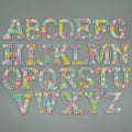 A to Z Macaroon Color Alphabet Acrylic Pearl Round Beads Rhinestone Words Iron on Applique 3D Letter Patches