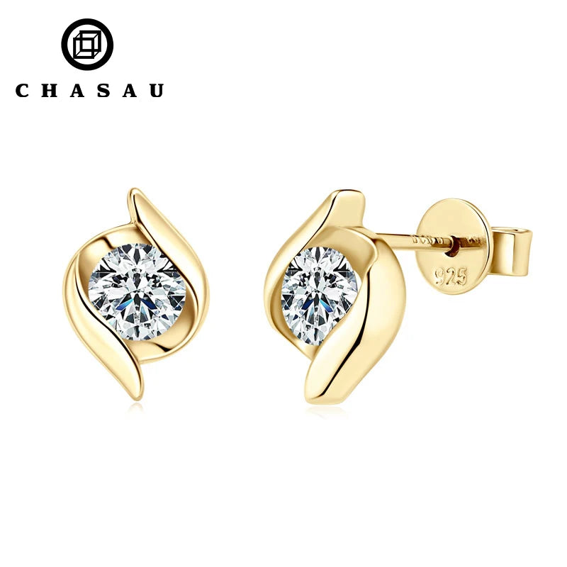 GRA Certification Original Silver 925 Moissanite Stud D Color 0.5CT 5mm Moissanite Twist Stud Earrings for Girls