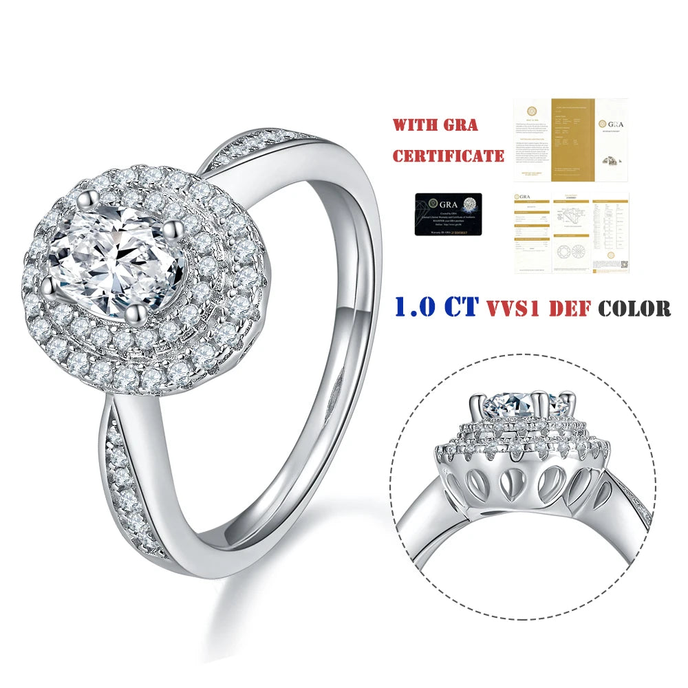 M93 Abiding OEM ODM Latest Design 925 Sterling Silver Oval Moissanite Diamond Custom Double Halo Engagement Ring