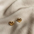 Wholesale New High Quality Simple Dainty Women Stainless Steel 18k Gold Plated Heart Peach Stud Earrings