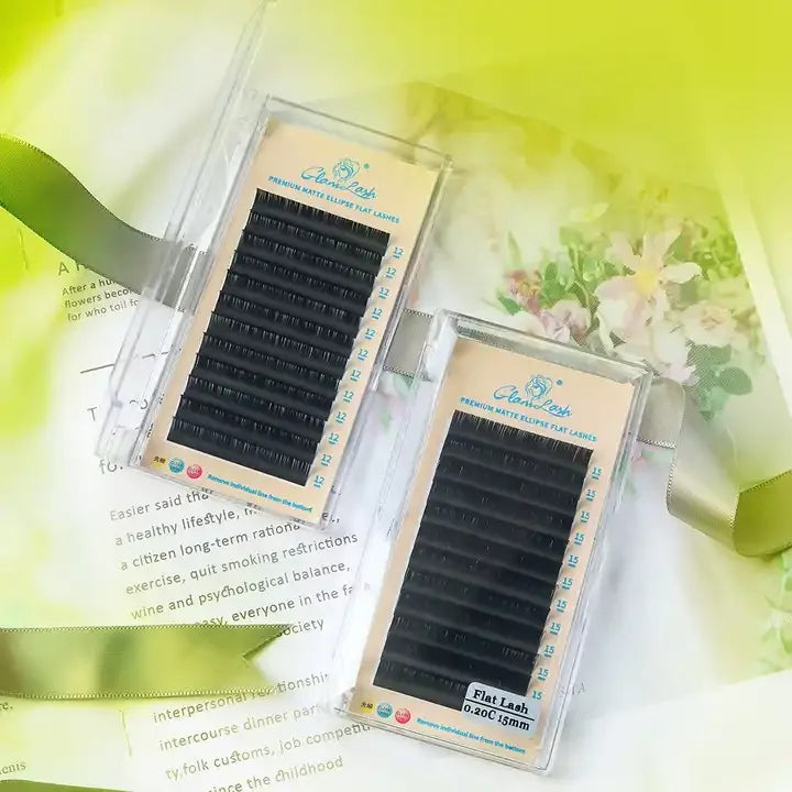GLAMLASH Individual Nature Flat Ellipse Eyelashes Soft Split-Tips False Eyelash Extension Supplies