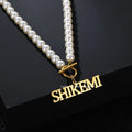 Elegant Baroque Choker Necklace Stainless Steel Custom Name Initial Personalised Pendant Necklaces