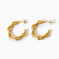 Classic Stainless Steel 18K Gold Plated Chain Hoop Earrings for Women-Wedding Engagement Party Gift