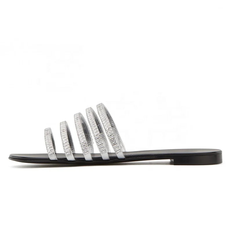 Flats Shoes 2020 Slippers Slides Women Rhinestone Luxury Flat Sandals
