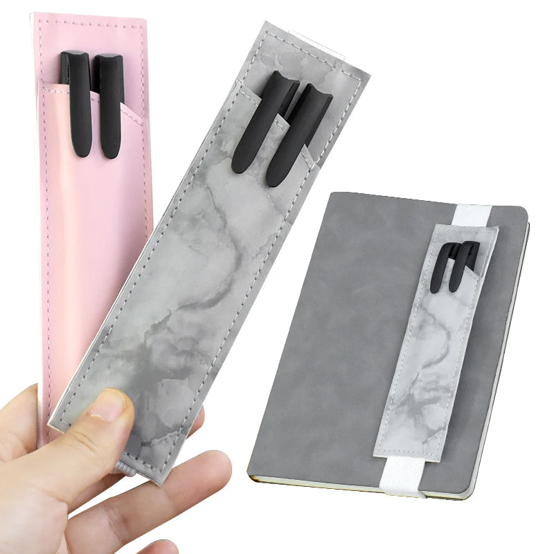Hot Sale Custom PU Leather Elastic Band Pencil Case Office School Eco Friendly Elastic Buckle Notebook Pen Holder